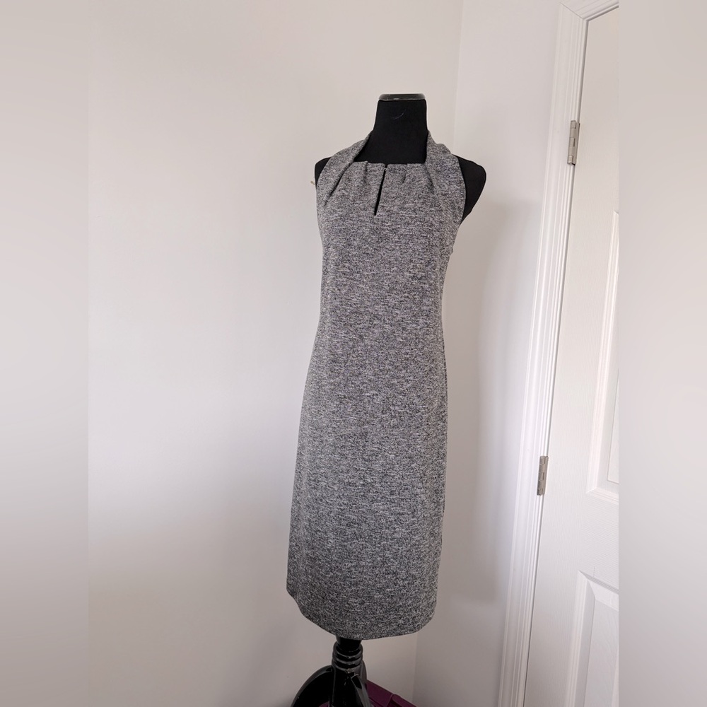 Elegant Gray Midi Women's Dress